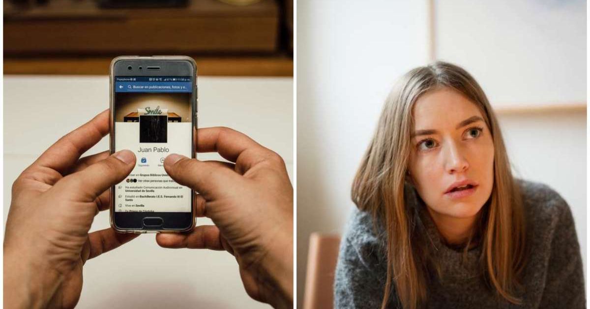 (L) A FB page of a person ; (R) A woman looks stunned (Representative Cover Image Source: (L) Pexels ; (R) Getty Images | (L) Juan Pablo Serrano; (R) Johner images)