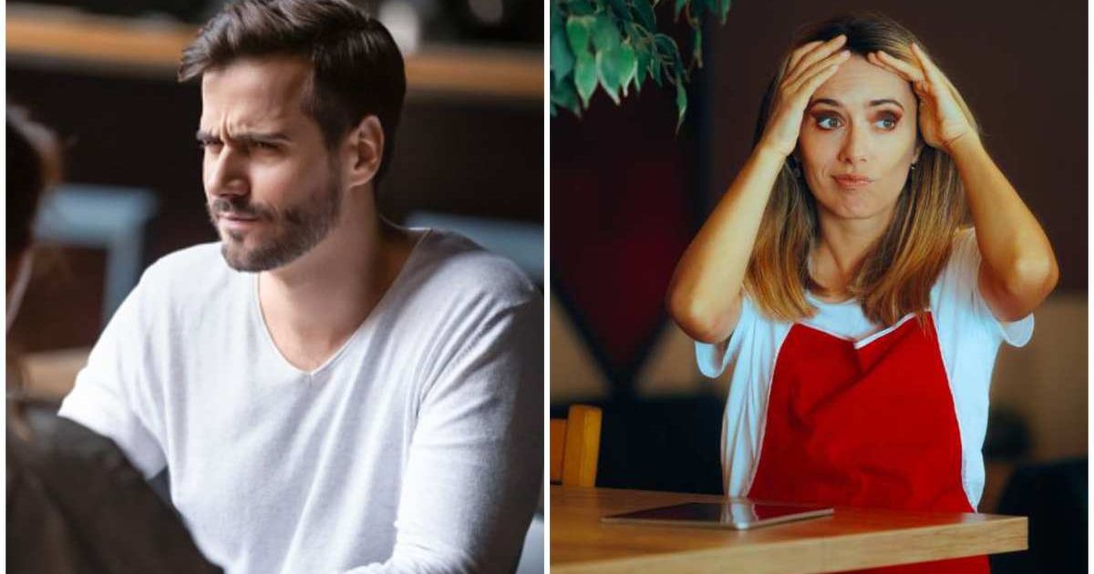 (L) Young customer looking at someone strangely (R) A waitress looks embarrassed (Representative Cover Image Source: Getty Images | (L)fizkes, (R) nicoletaionescu)