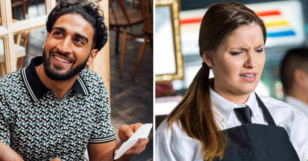(L) A man speaks to a server while looking at his bill at a restaurant. (R) A waitress, confused, is looking at something. (Representative Cover Image Source: (L) Pexels| Viktoria Slowikowski, (R) Getty Images| SDI Productions)