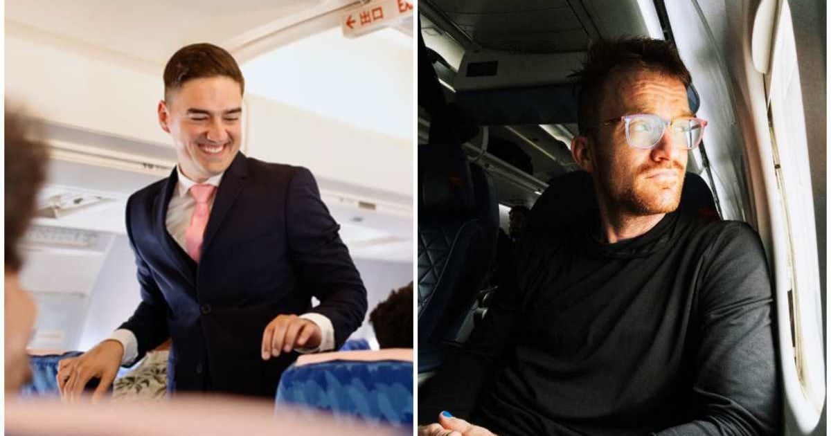 (L ) A man talking to a passenger in a flight ; (R) A traveler seated in a flight (Representative Cover Image Source: (L) Getty Images; (R) Pexels | Photo by (L) Anchiy ; (R) R - K)
