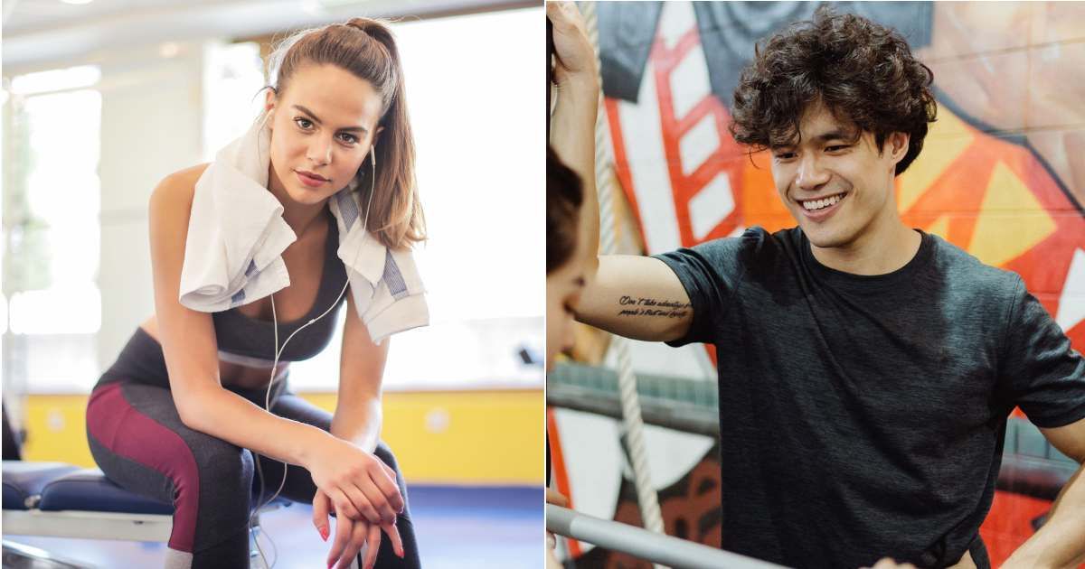 (L) A woman smiles softly at the gym. (R) A man chuckles as he starts up a conversation with someone. (Representative Cover Image Source: Pexels| L - Andrea Piacquadio, R - Edward Eyer)