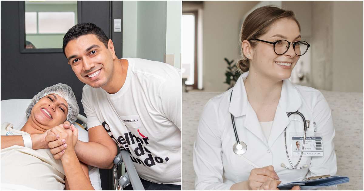 (L) A woman in a hospital bed with her husband by her side. (R) A nurse smiles as she looks at patients. (Representative Cover Image Source: Pexels| L - Wellington Tavares, R - Pavel Danilyuk)