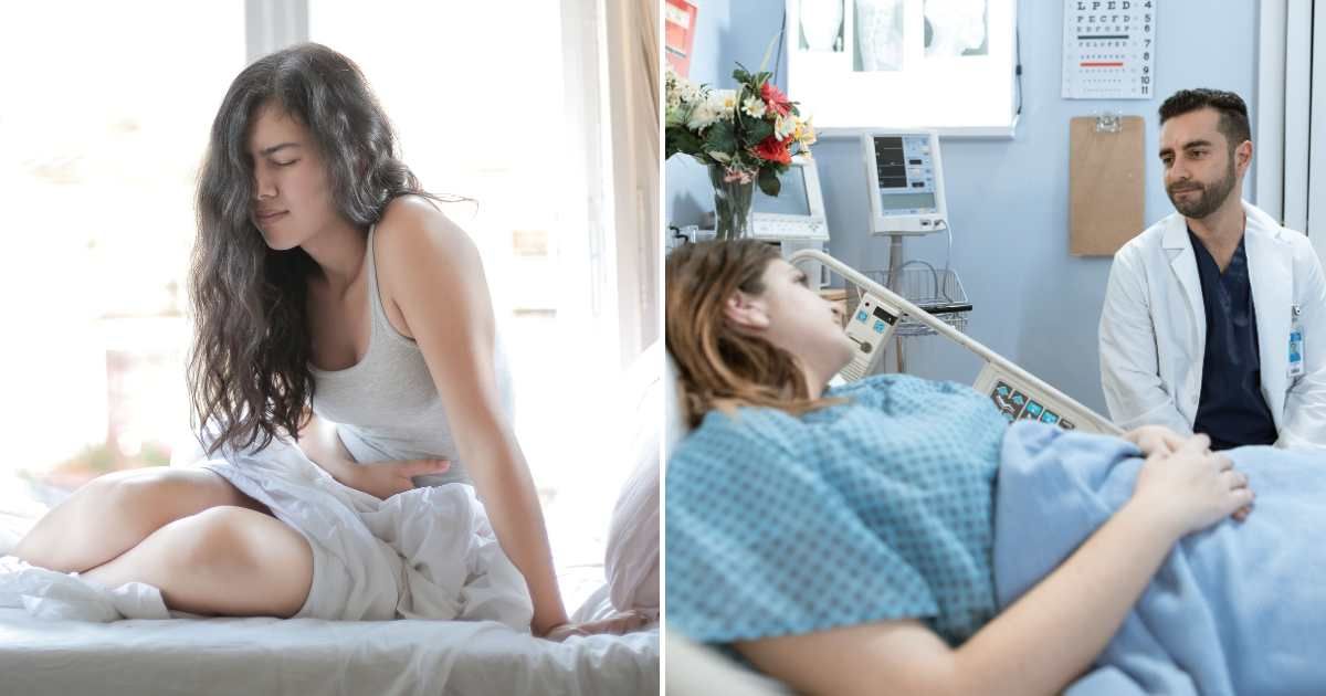 A woman feeling sick and in pain (L). A woman talking to a doctor (R). (Representative Cover Image Source: Pexels Images | Photo by Andrea Piacquadio and RDNE Stock project)