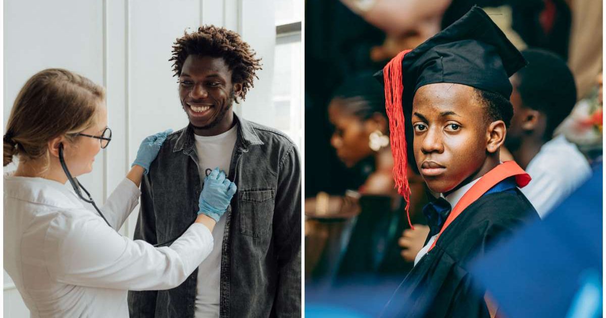 (L ) A doctor with a young teenager ; (R) A Teenager during graduation (Representative Cover Image Source: Pexels | Photo by (L)  AI25.Studio Studio; (R)  Chris wade NTEZICIMPA)