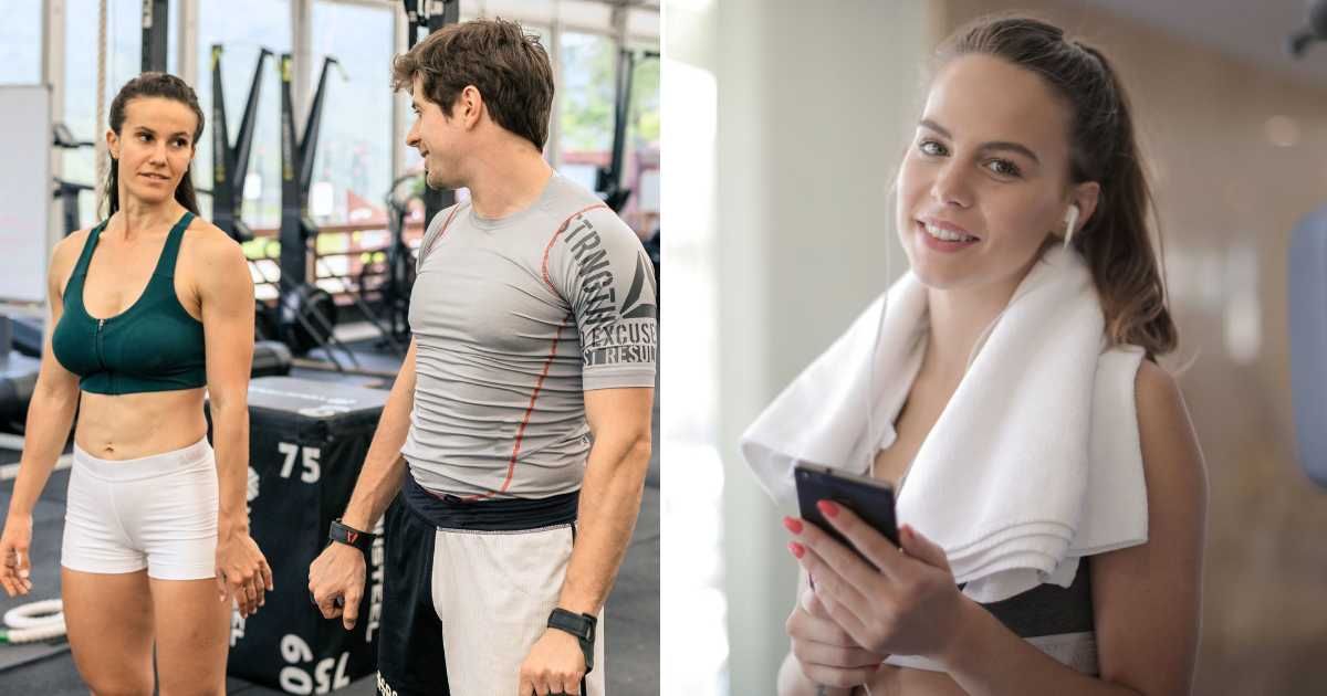A man and woman talking in a gym (L). A woman smirking with a phone in her hand (R). Representative Cover Image Source: Pexels Images | Photo by Anastasia Shuraeva and Andrea Piacquadio)