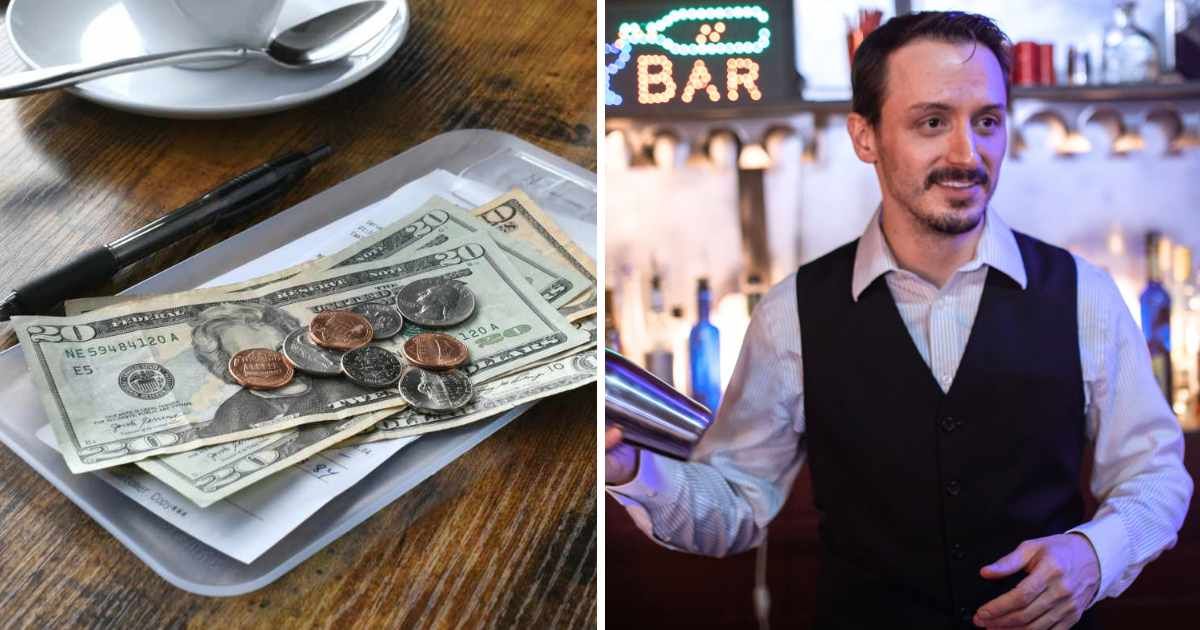 (L) Tip given by some customer. (R) Bartender making a drink. (Representative Cover Image Source: Getty Images, Pexels |   (L) MargJohnsonVA, (R) RDNE Stock project)