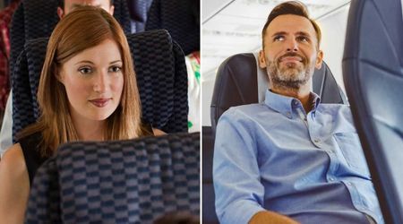 6-foot-6 man got stuck in a cramped seat after missing his flight and kept bumping the seat in front — the passenger’s response made his day
