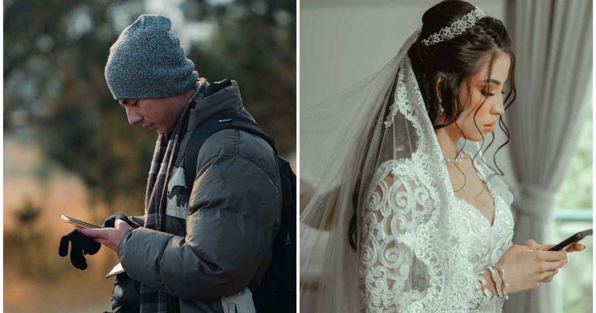 (L ) A wedding photographer checking his phone ; (R) A bride texting (Representative Cover Image Source: Pexels | Photo by (L) Ali Alcántara; (R) Juliano Astc)