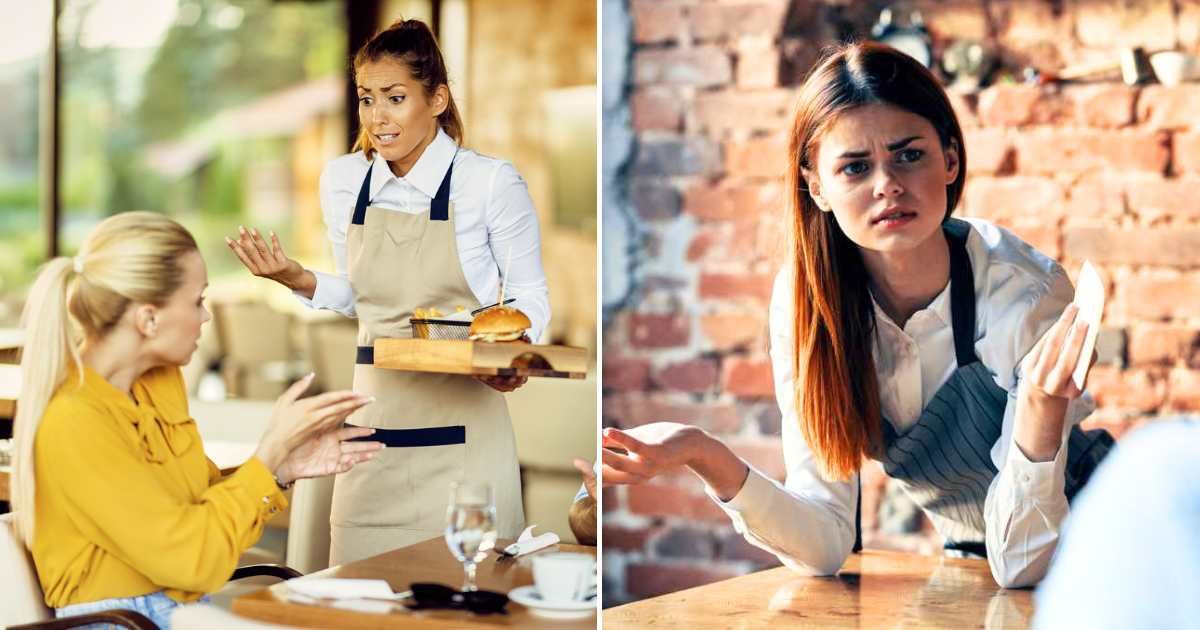 (L) A waitress and a female customer are arguing. (R) A female waitress is confused. (Representative Cover Image Source: Getty Images | L - Drazen Zigic, R - Dmitry Ageev)