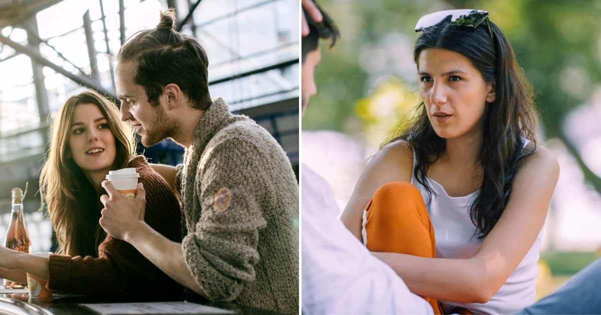 Two people on a date (L). A woman in complete confusion after hearing something her date said (R). (Representative Cover Image Source: Pexel and Getty Images | Photo by Quinca Studio and Hinterhaus Productions)