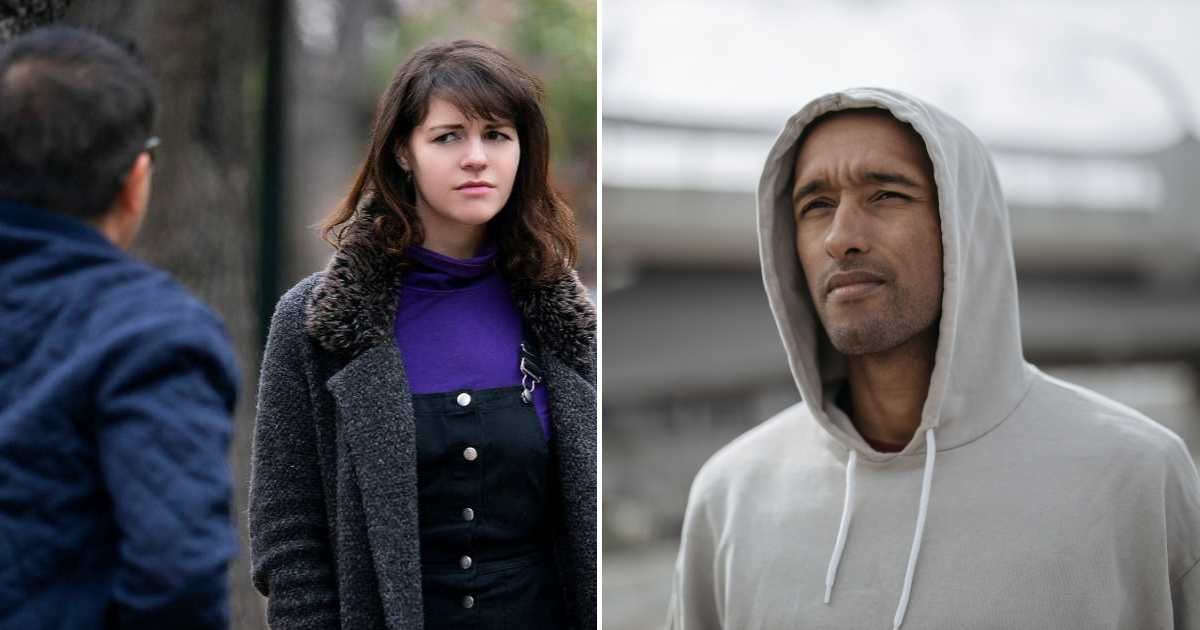 (L) A woman is annoyed by a stalker. (R) A man looking pensively. (Representative Cover Image Source: L - Getty Images | Innovated Captures, R - Pexels| cottonbro studio)
