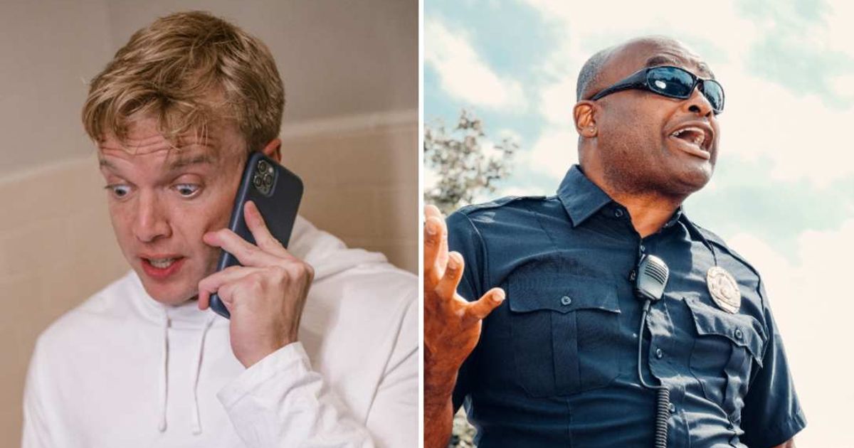 (L ) A man frantically calling someone ; (R) A cop looks shocked (Representative Cover Image Source: Pexels | Photo by (L) RDNE Stock project; (R)  Kindel Media)