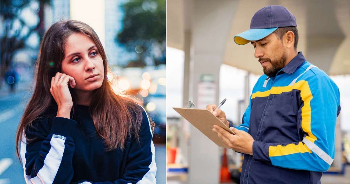 (L) A teenage girl trying to signal someone. (R) Clerk at gas station making note of customers around. (Representative Cover Image Source: L - Pexels| Johnathan Nenemann, R - Getty Images| Photo by Hispanolistic)