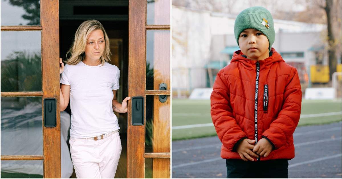(L) A woman opens her door and looks. (R) A little, confused boy looking at someone. (Representative Cover Image Source: Pexels| L - Yan Krukau, R - Aibek Skakov)