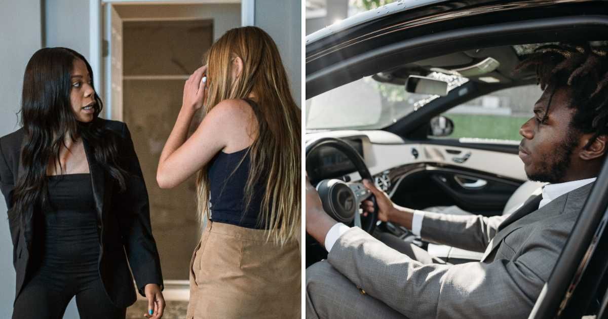 (L) Angry woman talking to another woman. (R) Man driving car. (Representative Cover Image Source: Pexels | (L) RDNE Stock project, (R) Pavel Danilyuk)