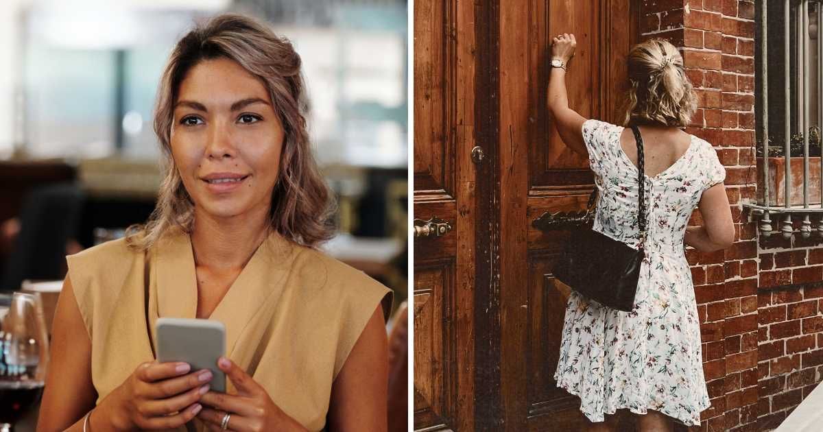 (L) Woman on date. (R) Woman knocking on door. (Representative Cover Image Source: Pexels | (L) Jep Gambardella, (R) Mehmet Turgut Kirkgoz)