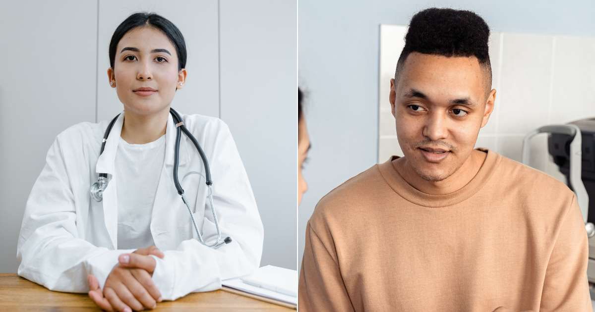 (L) A doctor smirks while speaking to someone at the clinic. (R) A man is confused while speaking to a doctor. (Representative Cover Image Source: Pexels| L - Tima Miroshnichenko, R - AI25Studio)