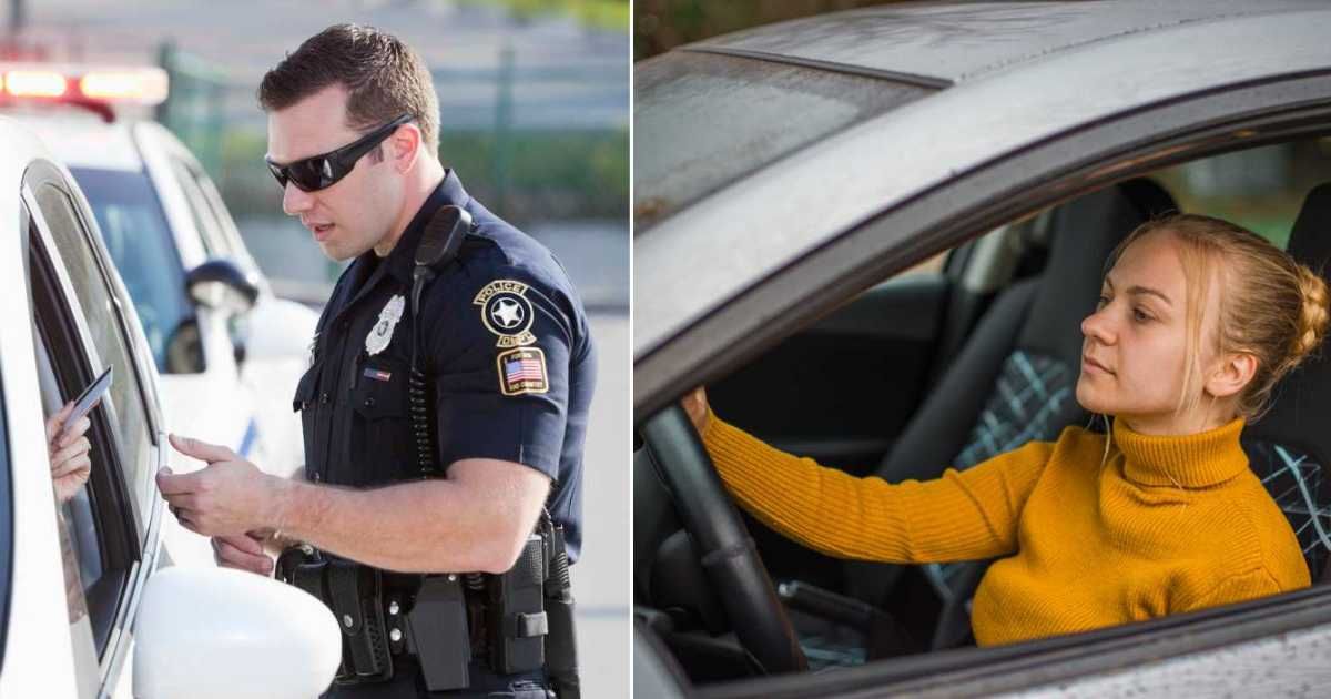 (L) Police officer halting a suspicious woman in a car and speaking to her. (R) A woman stops while driving. (Representative Image Source: Getty Images| L-  Kali 9, R - Coppy)