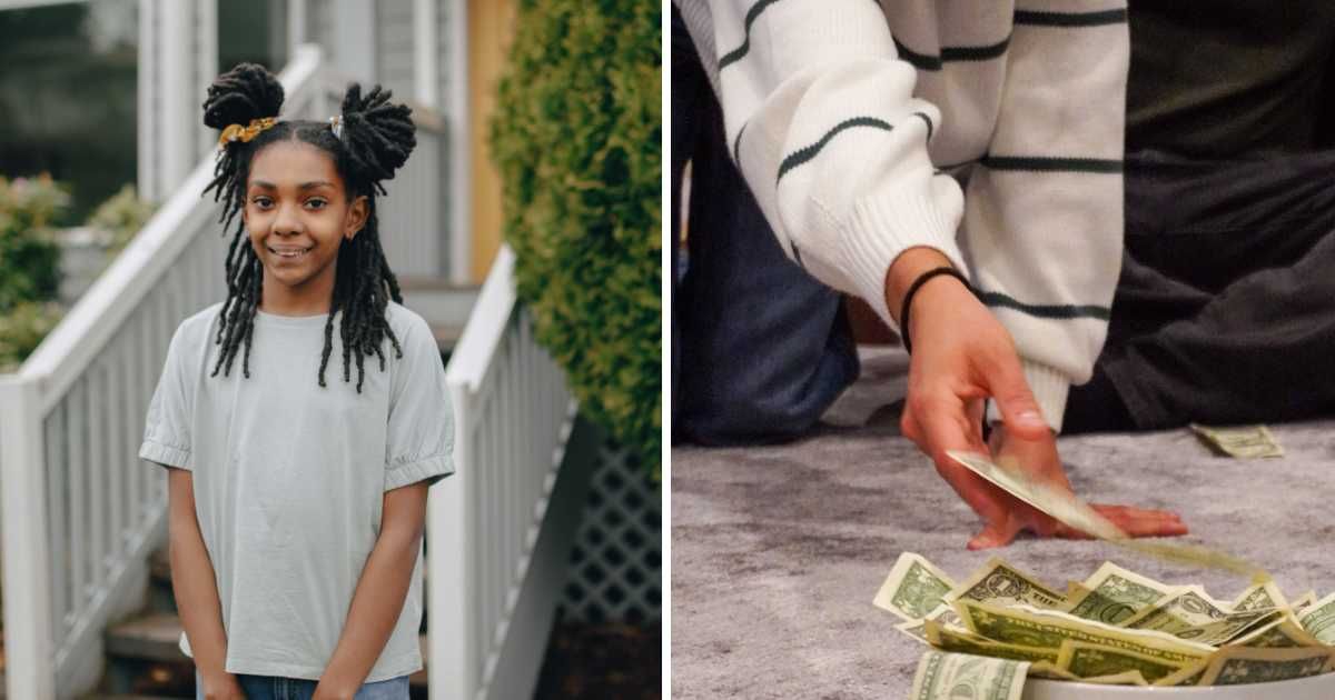 (L) Little girl smiling. (R) Person taking money. (Representative Cover Image Source: Pexels | (L) PNW Production, (R) Naveen Ketterer)