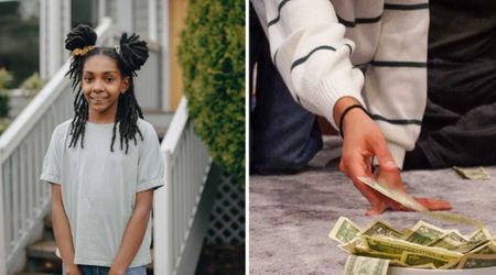 A little girl waited outside a store to return the dollar bills a stranger dropped — her mom was already filming, knowing how his reaction would end