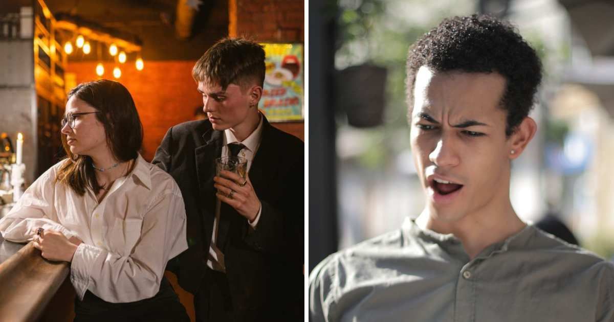 (L) Man hitting on woman at bar. (R) Stunned man. (Representative Cover Image Source: Getty Images, Pexels | (L) Stanislav Smoliakov, (R) Andrea Piacquadio)
