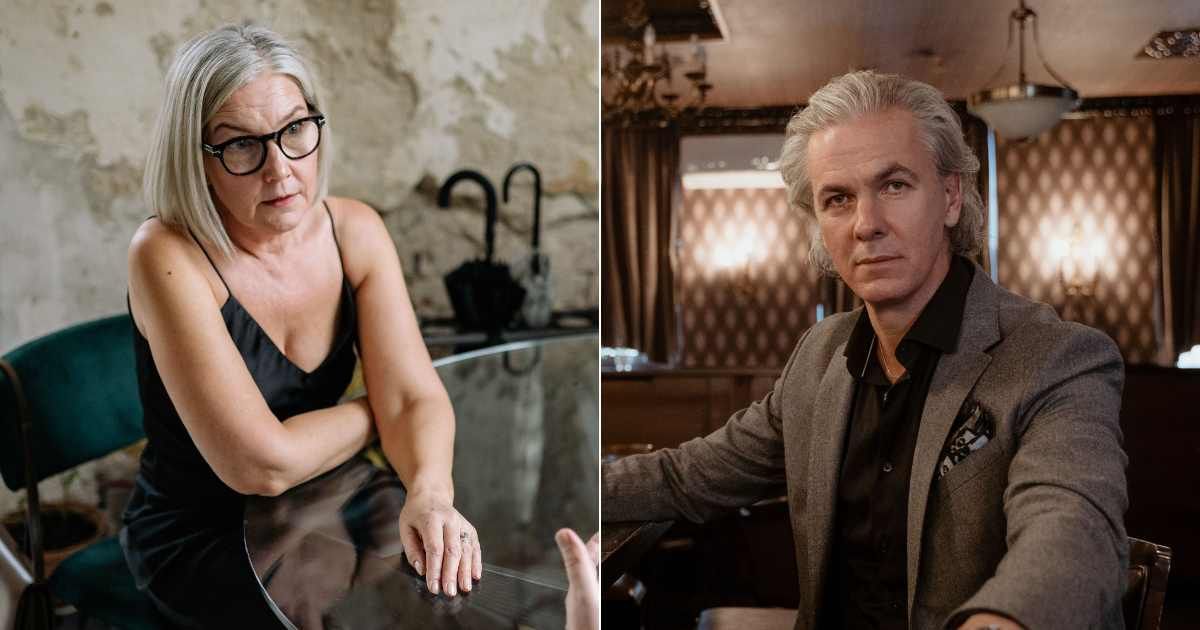 (L) A middle-aged woman looks surprised and disappointed at the person she's with at a restaurant. (R) A middle-aged man is complaining angrily at a restaurant. (Representative Cover Image Source: L - Yan Krukau, R - Mart Production)