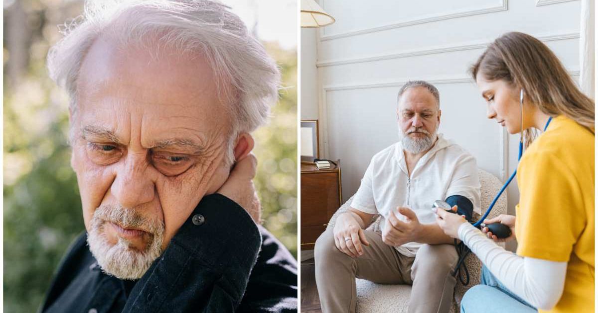  (L) An old man holding his neck ; (R) An old man getting his health checked (Representative Cover Image Source: Pexels | (L) Ivan S; (R)  AI25.Studio Studio)