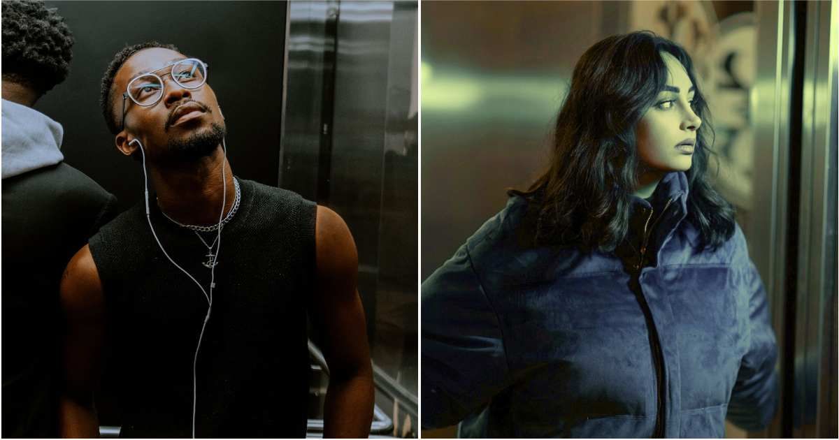 (L) A man is waiting in an elevator. (R) A young woman is stepping out of the lift. (Representative Cover Image Source: L - Pexels| Jason Negonga, R - Unsplash| Ihon Karwan)