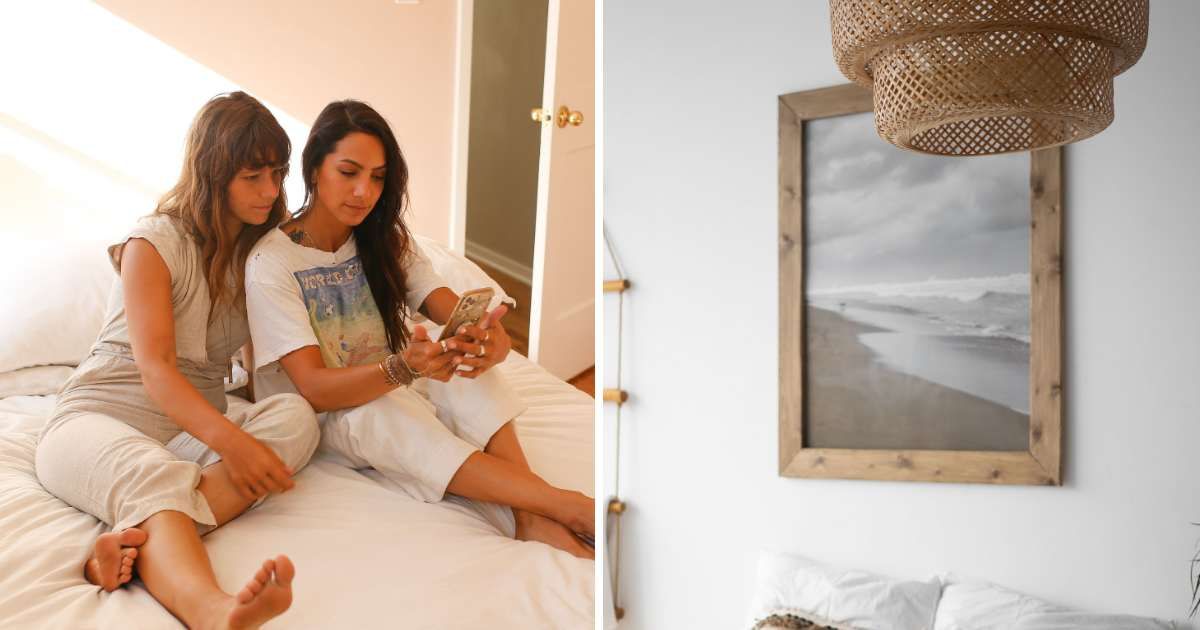 (L) Two sisters sitting on the bed. (R) Beach photo on the wall. (Representative Cover Image Source: Pexels | (L) RDNE Stock project, (R) KATRIN BOLOVTSOVA)
