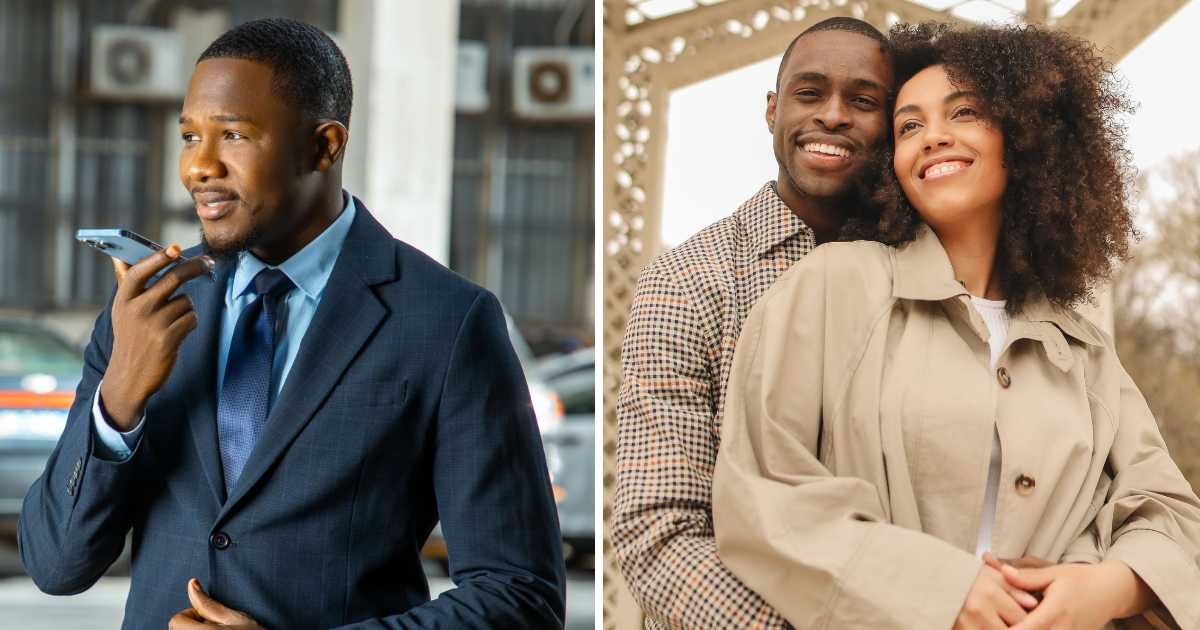 (L) Man in suit talking on phone. (R) Happy couple. (Representative Cover Image Source: Pexels | (L) Libasse El Arbi Ndoye, (R) Polina Tankilevitch)