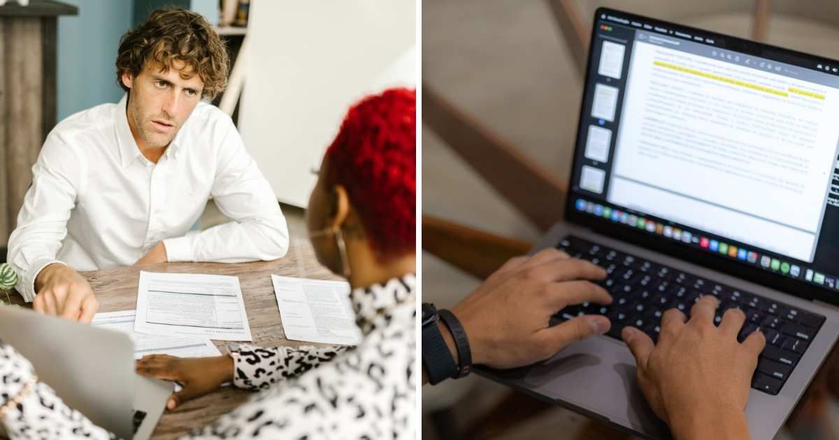 (L) Man talking to someone. (R) Person using laptop. (Representative Cover Image Source: Pexels | (L) RDNE Stock project, (R) Guto Macedo)