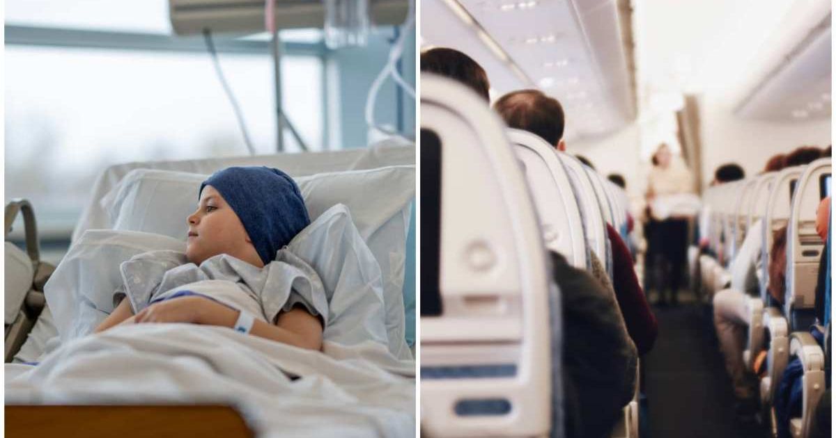 (L) A young kid in the hospital for treatment. (Representative Image Source: Getty Images | Photo by Fat Camera); (R) Passengers seated calmly in plane among others. (Representative Image Source: Unsplash| Photo bu Suhyeon Chui)