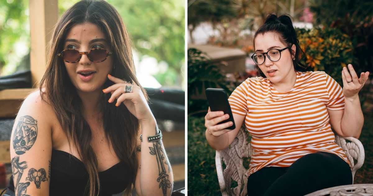 (L) Woman sitting at bar. (R) Woman shocked looking at her phone. (Representative Cover Image Source: Pexels | (L) Linneas Boland-Godbey, (R) Helena Lopes)