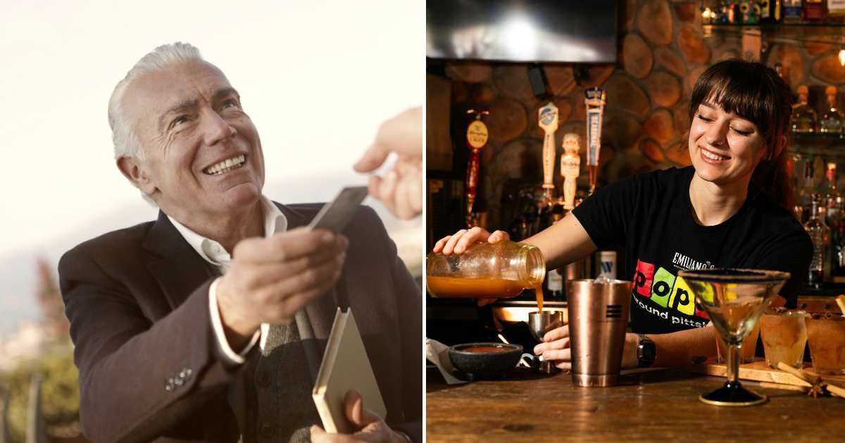 (L) Man at a bar making payment (R) Woman bartender making a drink. (Representative Cover Image Source: (L) Pexels | Photo by Andrea Piacquadio, (R) Unsplash | Hybrid Storytellers)