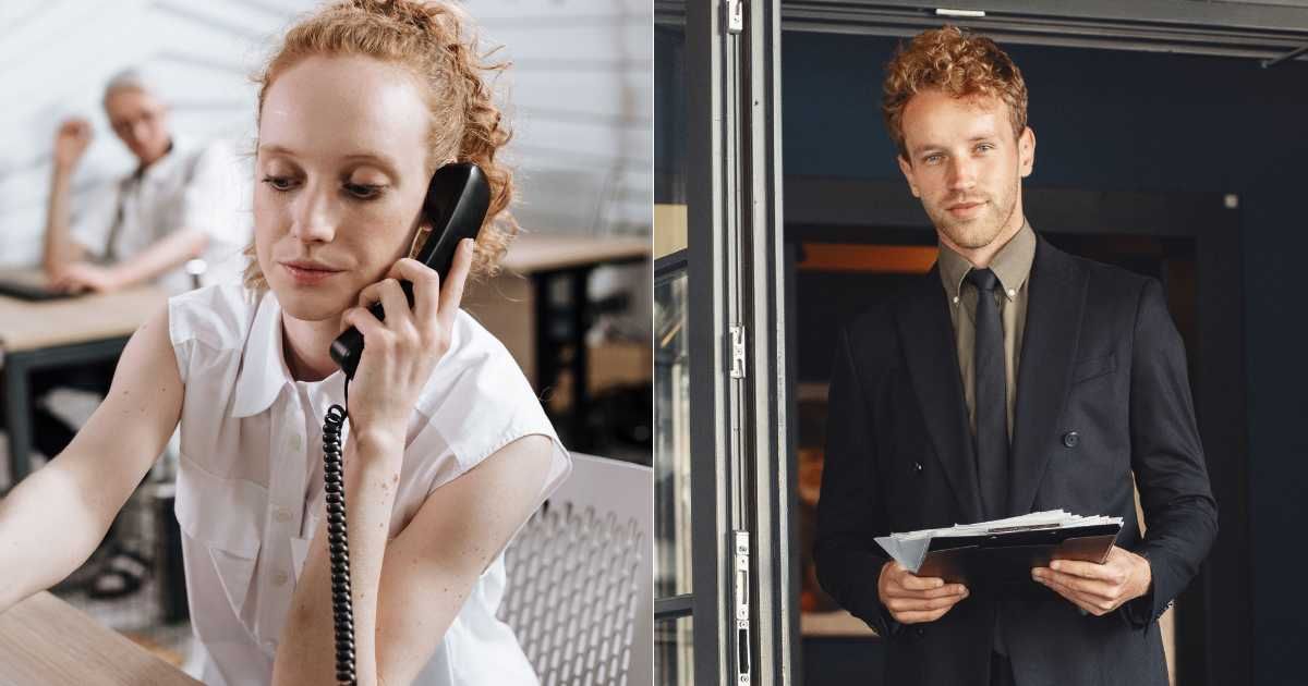 A receptionist is having a serious conversation with a customer. (R) A man walking in for an interview. (Representative Cover Image Source: Pexels| L - Ron Lach, R - Gustavo Fring)