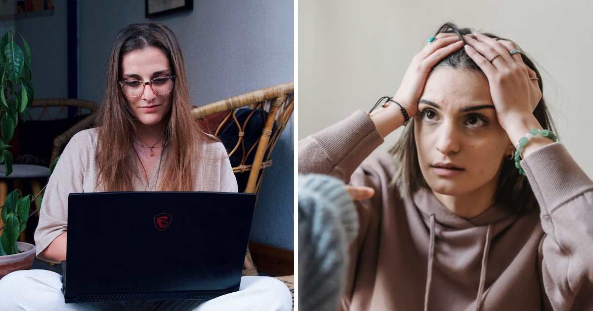 (L) Woman working on laptop. (R) Woman shocked face. (Representative Cover Image Source: Pexels | (L) iam hogir, (R) Liza Summer)