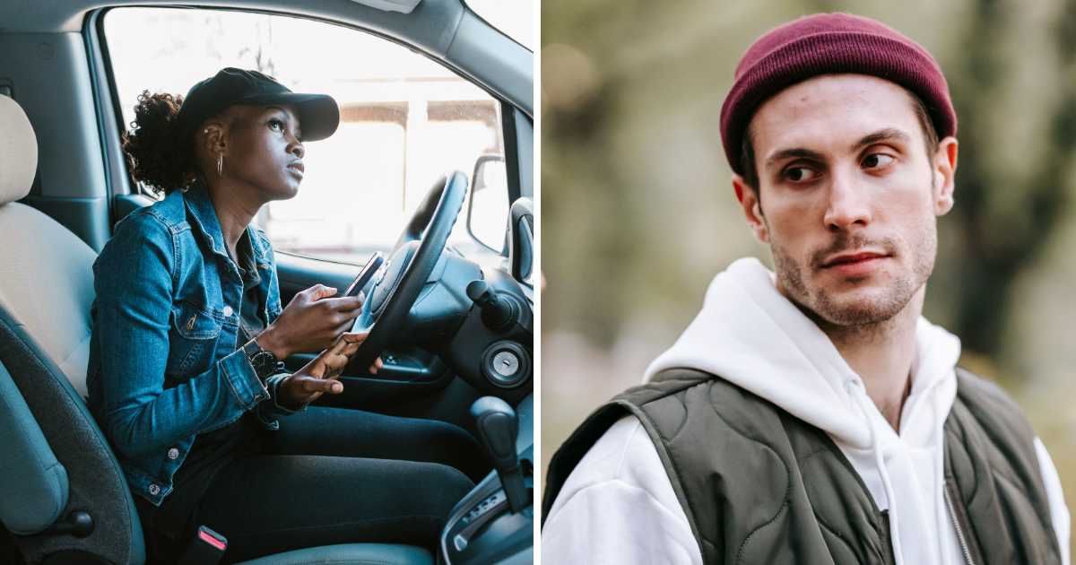 (L) Woman sitting in car. (R) Man looking at someone. (Representative Cover Image Source: Pexels | (L) RDNE Stock project, (R) Katerina Holmes)