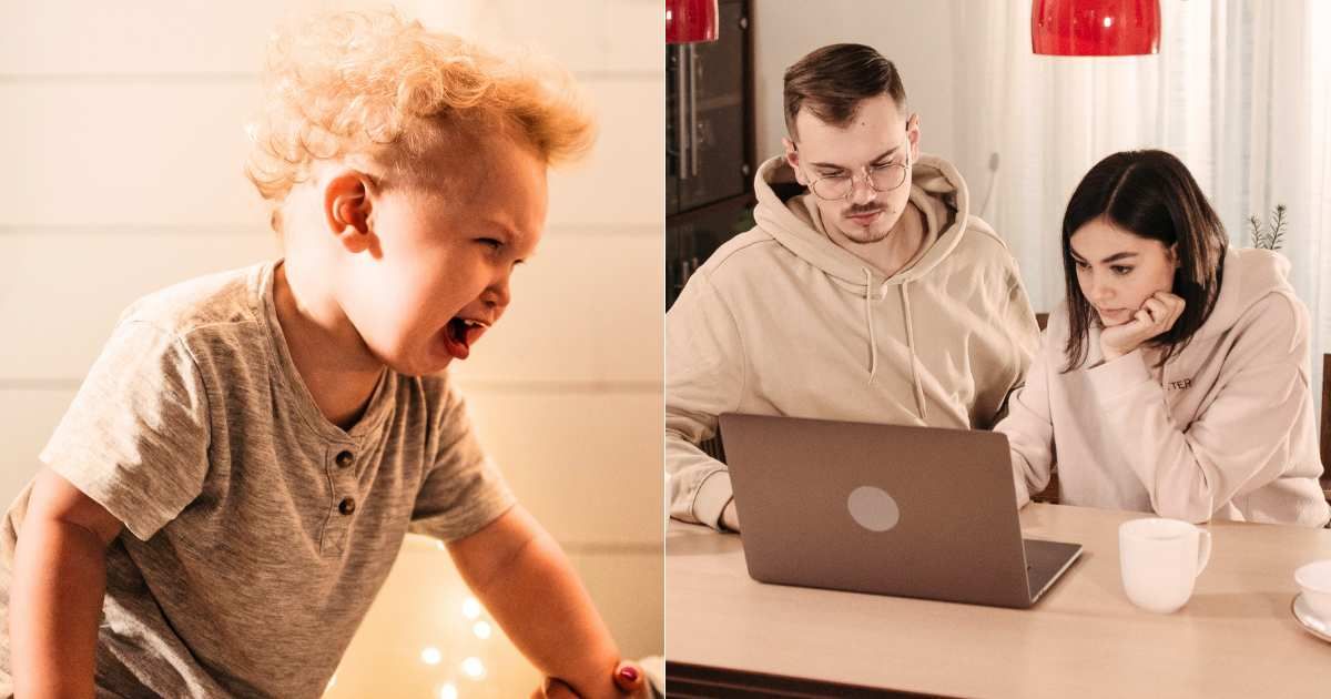 (L) A toddler is crying frantically. (R) Concerned couple is looking at something on the laptop. (Representative Cover Image Source: Pexels| L, R - Pavel Danilyuk)