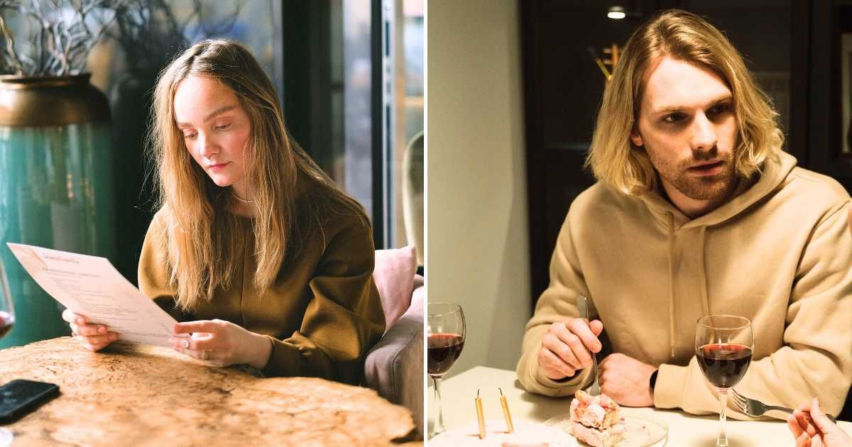 Woman looking at a menu card (L). A man looking upset and angry (R). (Representative Cover Image Source: Pexels Images | Photo by Anna Shvets and cottonbro studio)