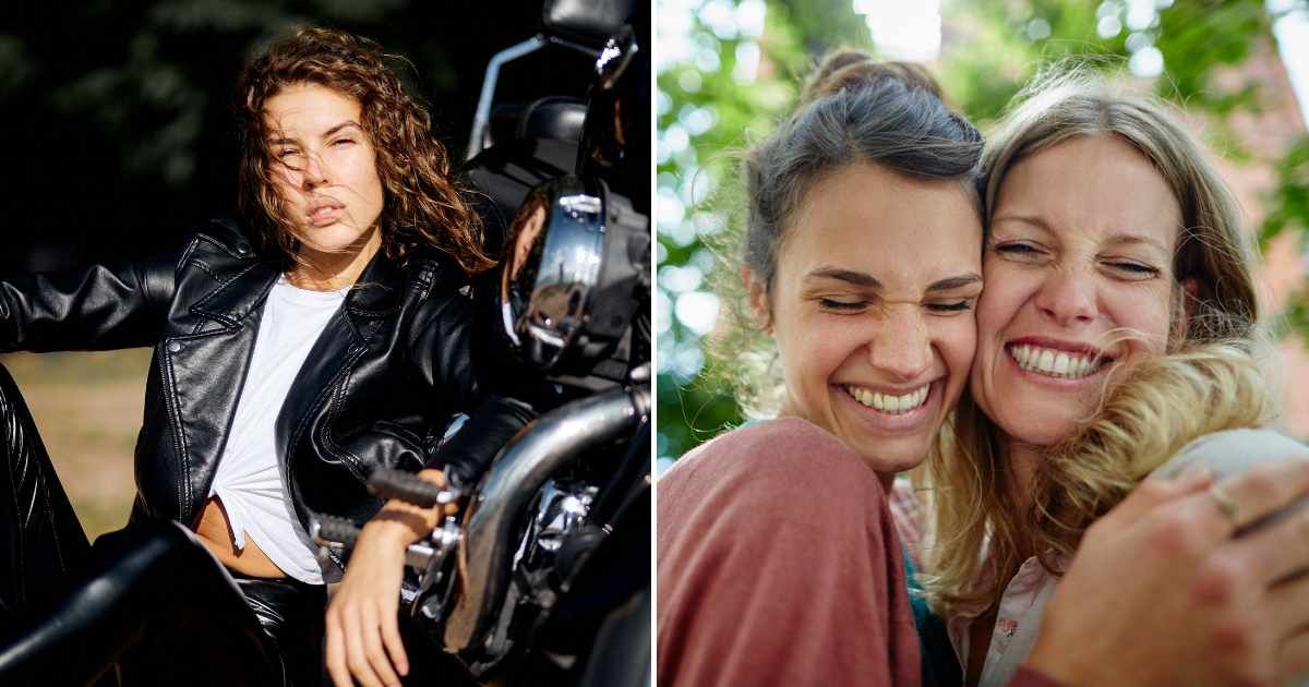  A biker woman (L). Two women hugging each other (R). (Representative Cover Image Source: Pexel and Getty Images | Photo by cottonbro studio and Oliver Rossi)