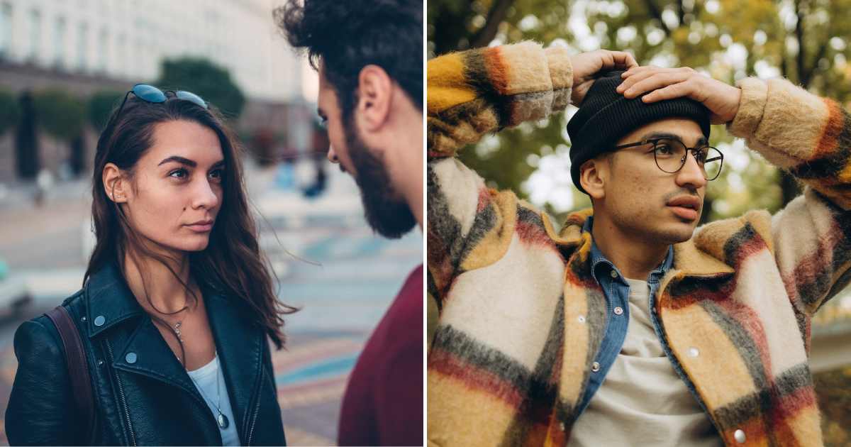 (L) A woman is irritated while a man talks to her on the street. (R) A man is shocked and confused. (Representative Cover Image Source: L - Getty Images | martin-dm, R - Pexels| Maksim Goncharenok)