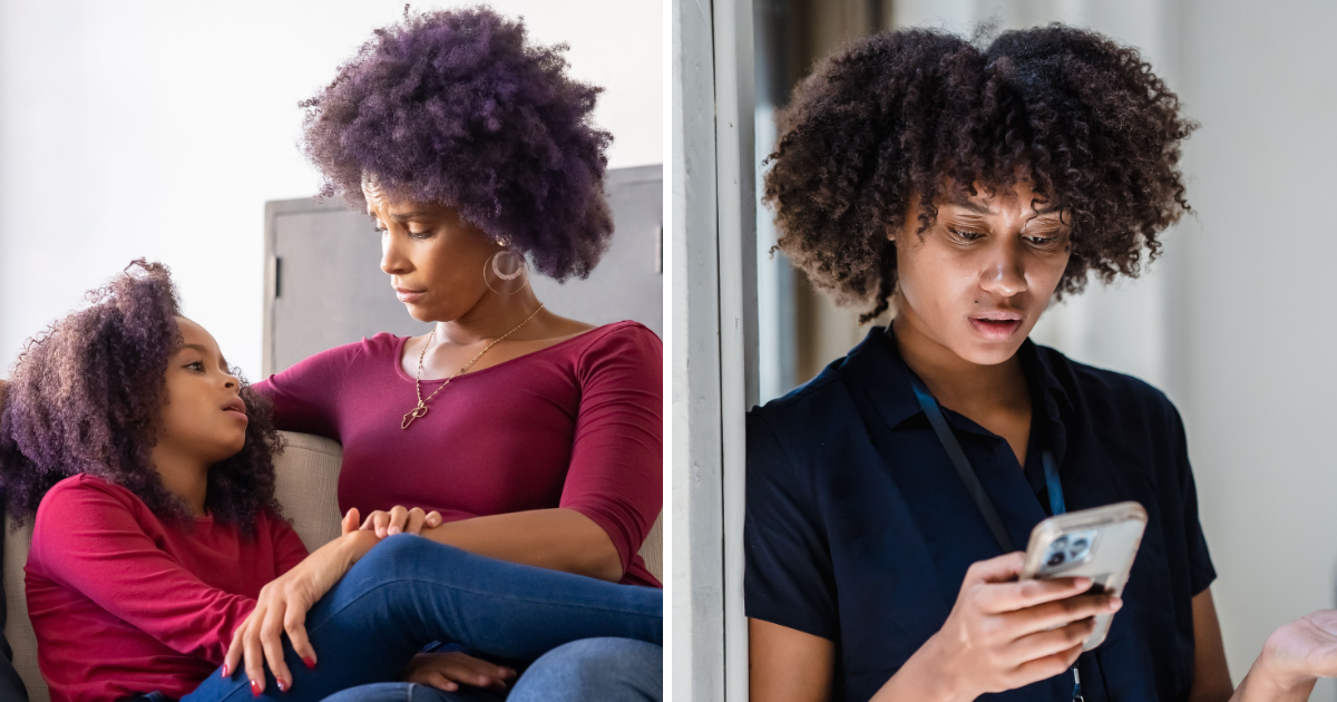 (L) Mom scolding daughter. (R) Woman stunned looking at phone. (Representative Cover Image Source: Pexels | (L) Kampus Production, (R) Mizuno K)