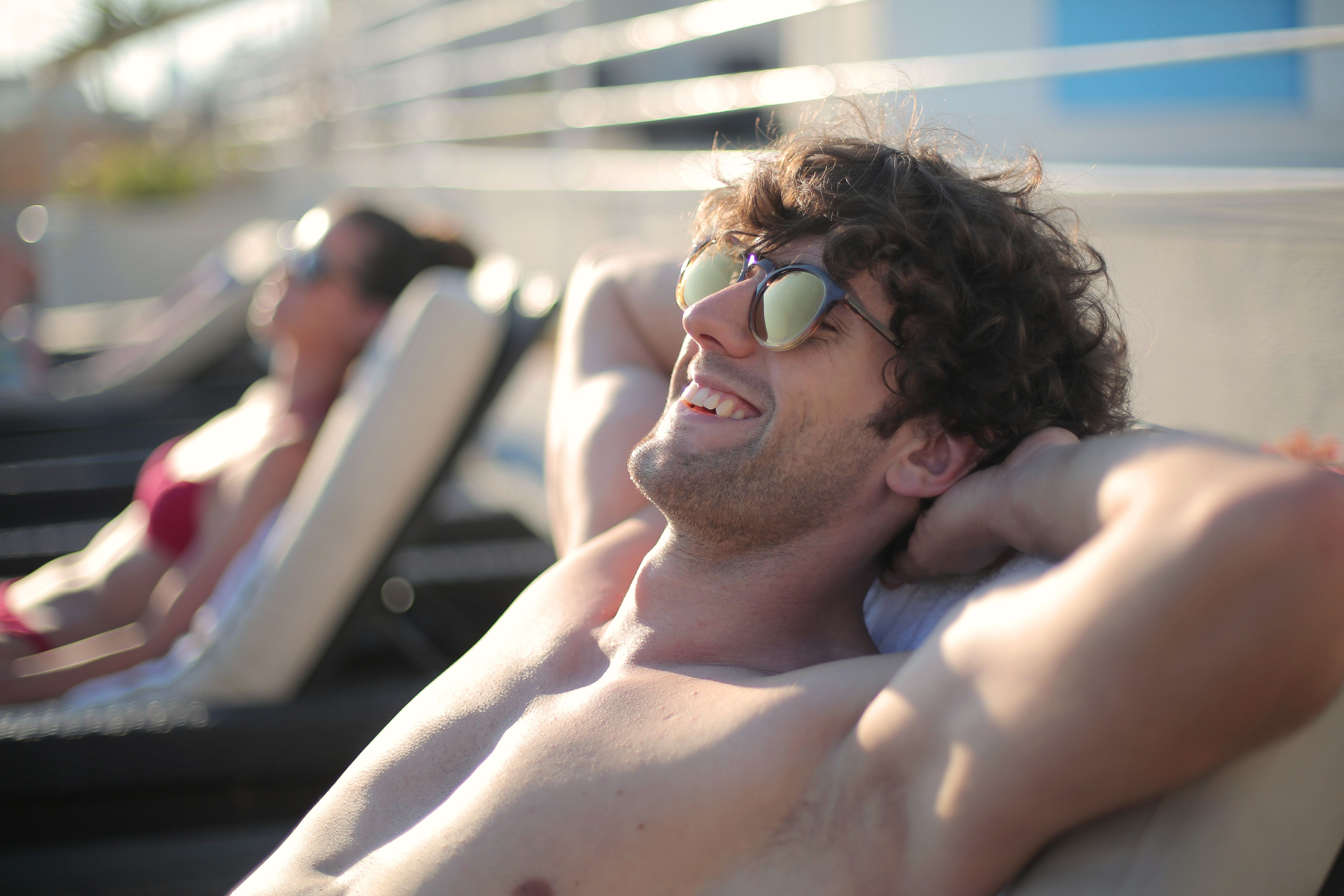 A man is enjoying at the beach.