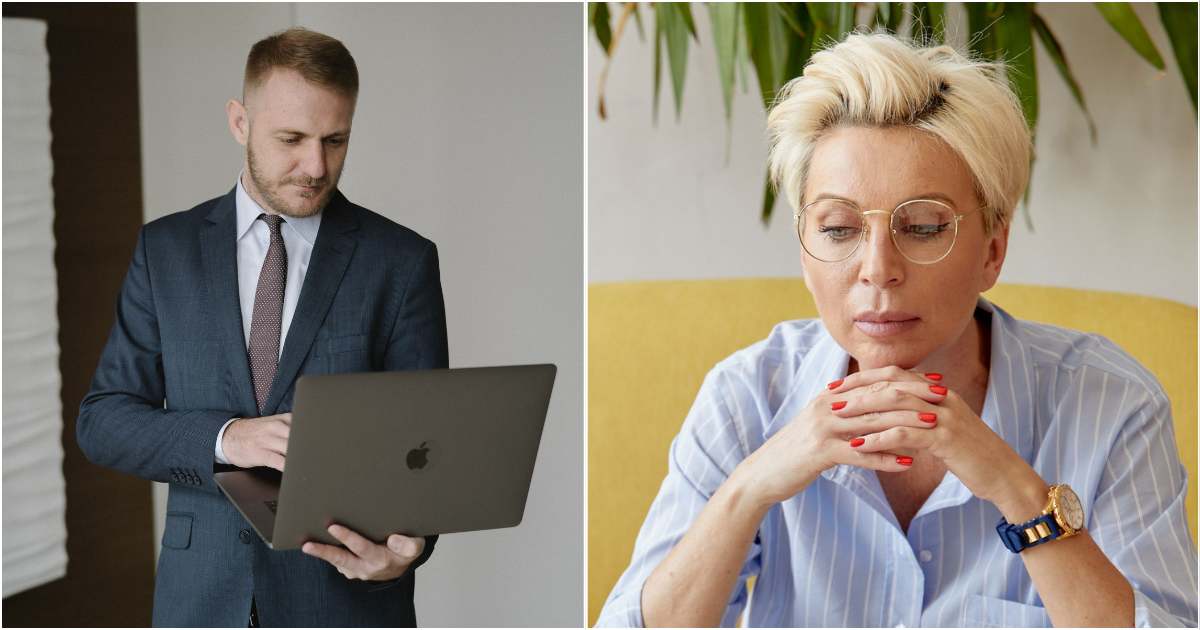 (L) An official is checking footage on his laptop. (R) A woman looks concerned and confused. (Representative Cover Image Source: Pexels| L - Anastasia Shuraeva, R - Darina Belonogova)