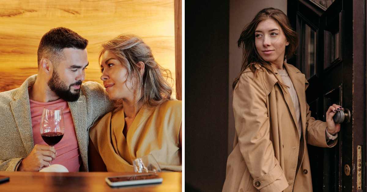 (L) Couple on date. (R) Woman walking out of a cafe. (Representative Cover Image Source: Pexels | (L) Jep Gambardella, (R) Anna Kollor)