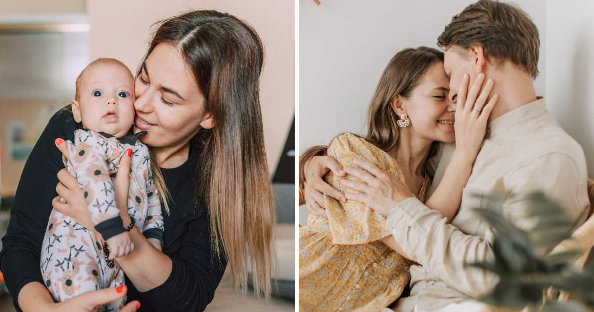 (L) Mom with newborn. (R) Happy couple hugging each other. (Representative Cover Image Source: Pexels | (L) RDNE Stock project, (R) Vlada Karpovich)
