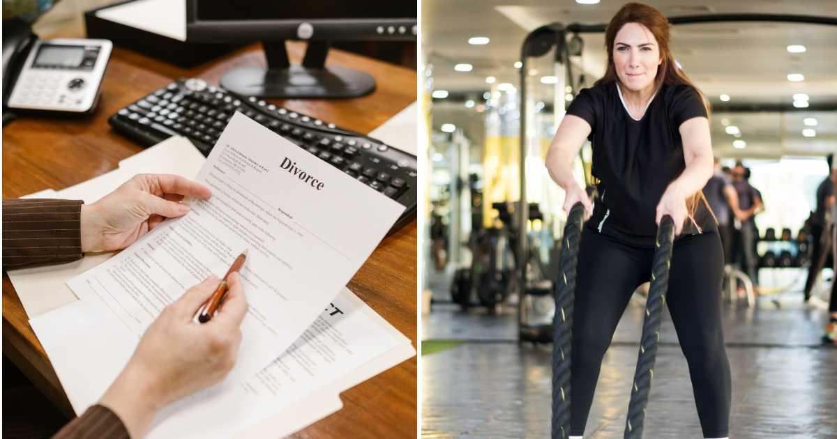 (L) Woman signing divorce papers. (R) Woman working out in gym. (Representative Cover Image Source: Pexels | (L) RDNE Stock project, (R) iram shehzad)
