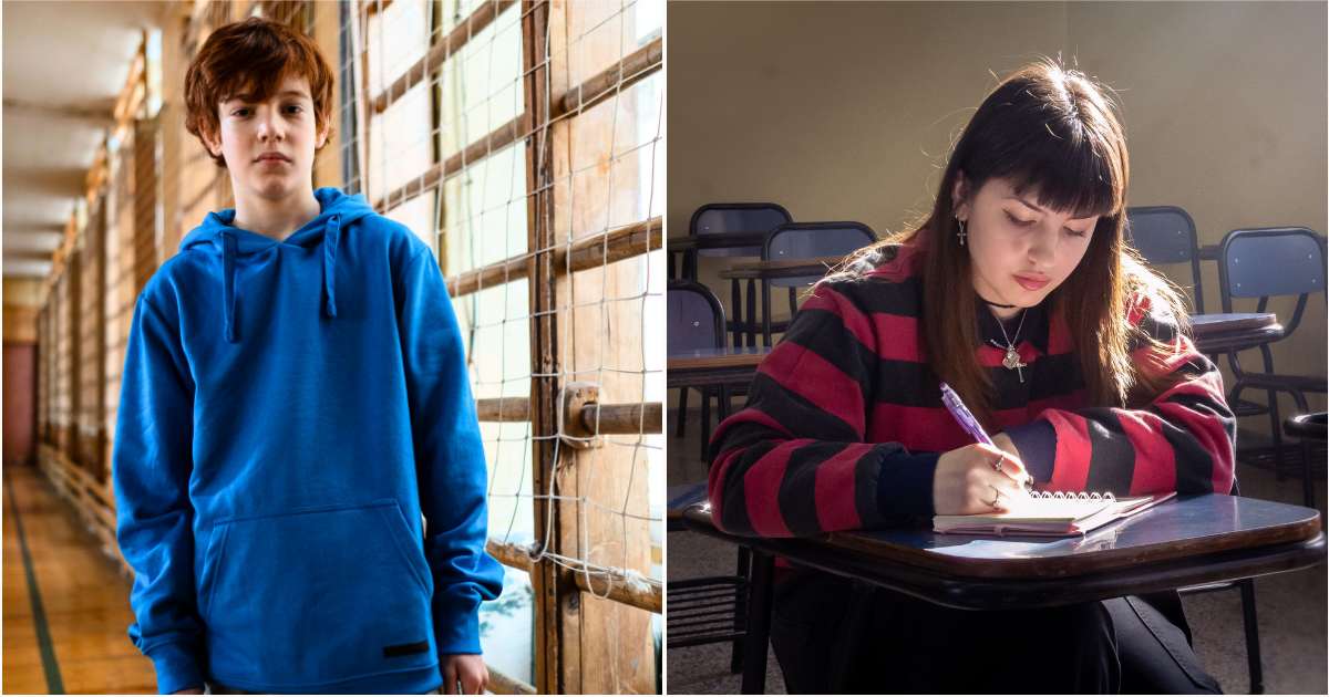 (L) A teenage boy looks at someone intently. (R) A young woman sits isolated in the classroom. — (Representative Cover Image Source: Pexels| L - cottonbro studio, R - Jessica Olivella)