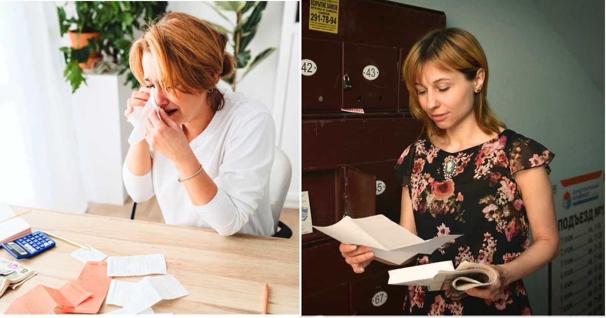 (L) A woman crying while calculating bills. (R) A woman reading a letter. (Representative Cover Image Source: Pexels | (L) www.kaboompics.com, (R) Vika Glitter)