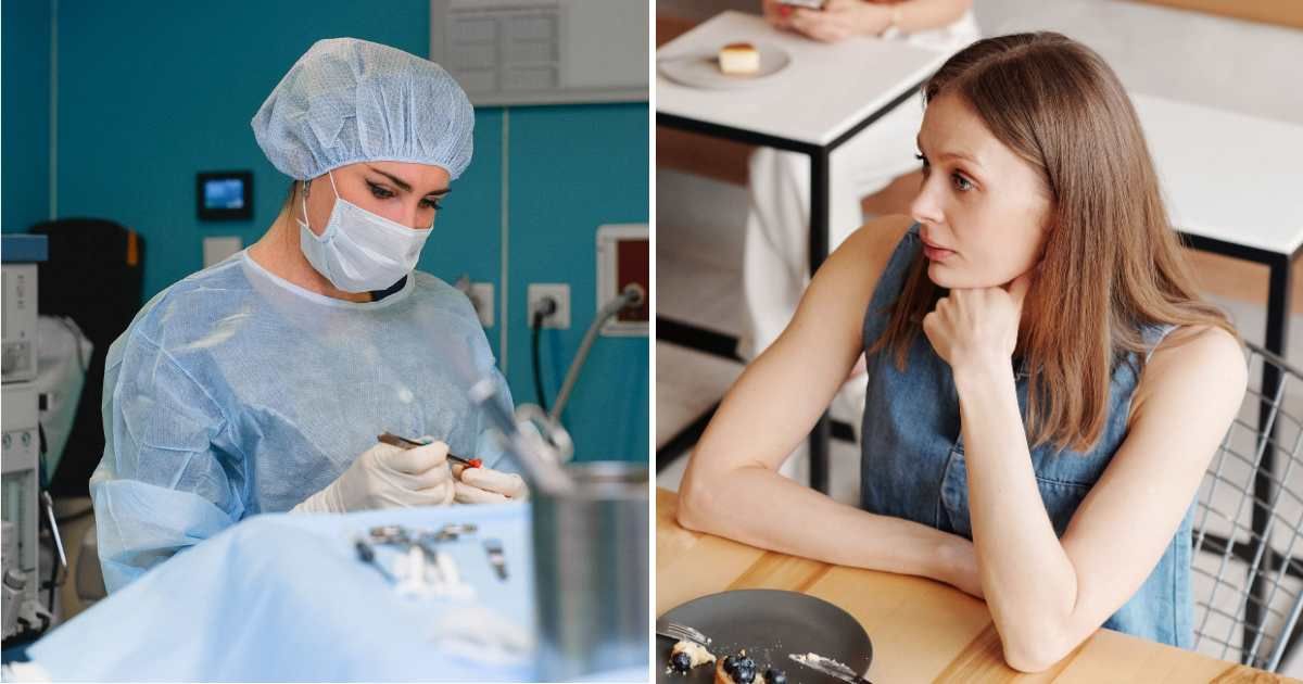(L) Female doctor treating patient. (R) Stunned woman on date. (Representative Cover Image Source: Pexels | (L) Anna Shvets, (R) Edmond Dantès)